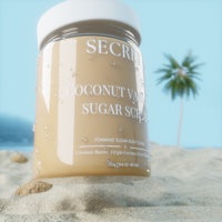 secret coconut vanilla sugar scrub in the sand